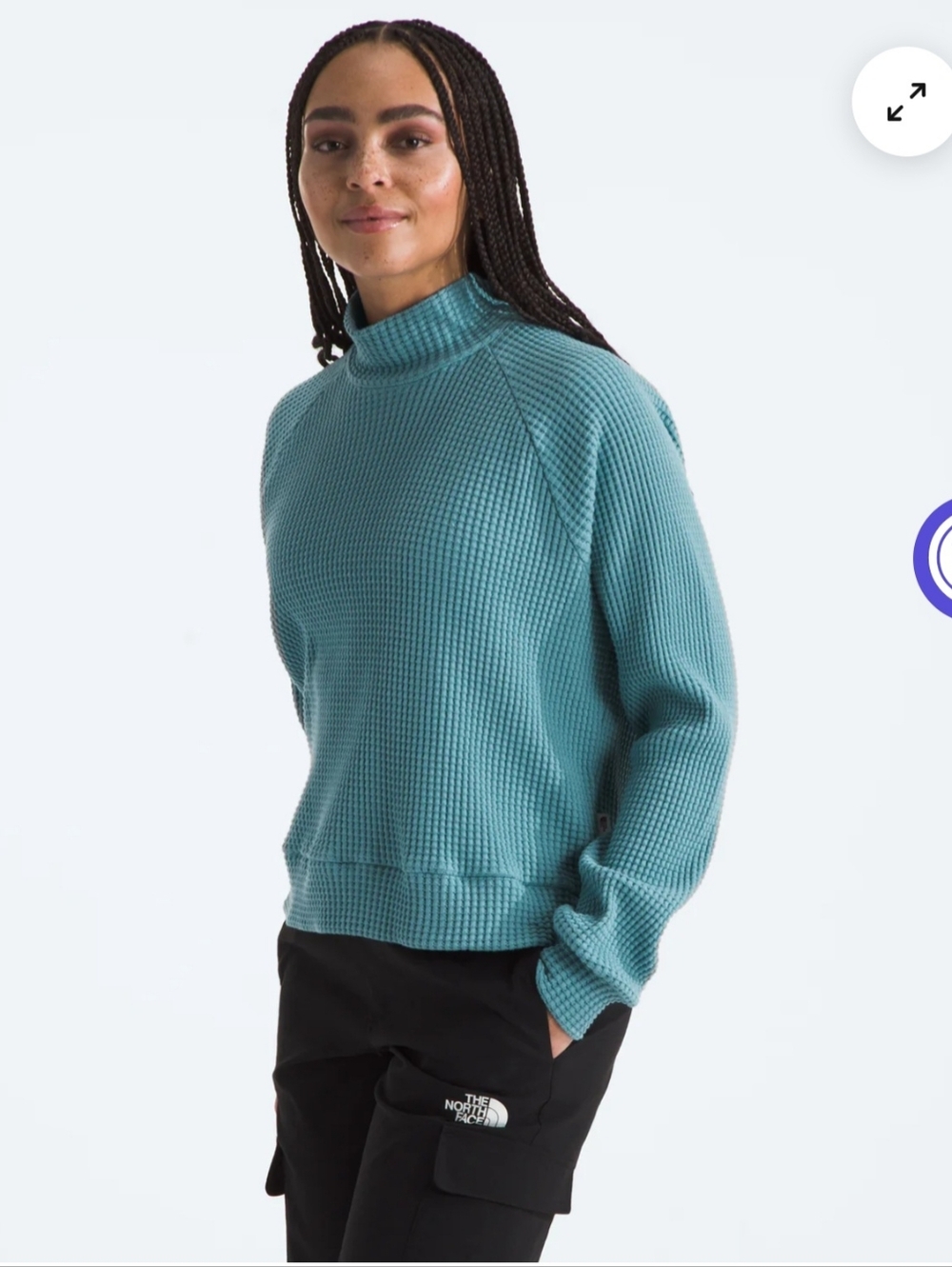 The North Face Waffle Knit Mock Neck Pullover Sweatshirt  Size Large